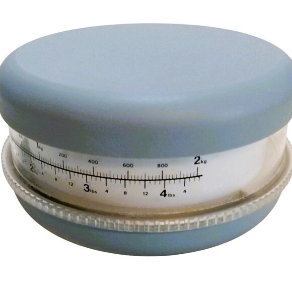 Vin. 1980's Wall-Collins Adjustable- 2kg. Blue Kitchen Scale With Bowl-orig. Box - Picture 4 of 16